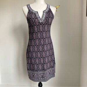 Sleeveless Black & White Patterned Midi Dress